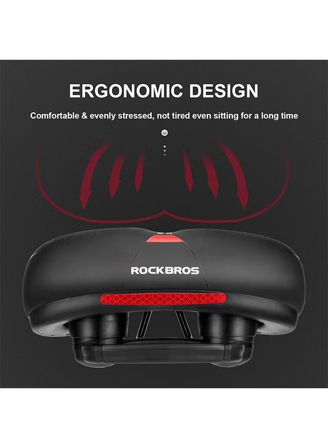 روكبروز مقعد دراجة ROCKBROS مريح، سرج دراجة، ملحقات دراجات جبلية للرجال والنساء، وسادة مقعد دراجة عريضة ناعمة، ممتصة للصدمات المزدوجة مع شريط عاكس - Image 5